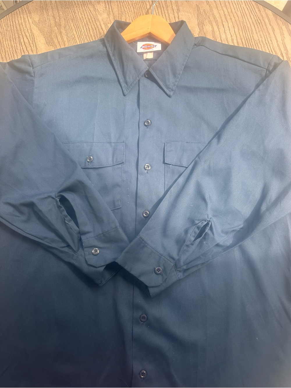 Dickies Shirt Mens XL 17 17-1/2 33 Navy Button Up Long Sleeve